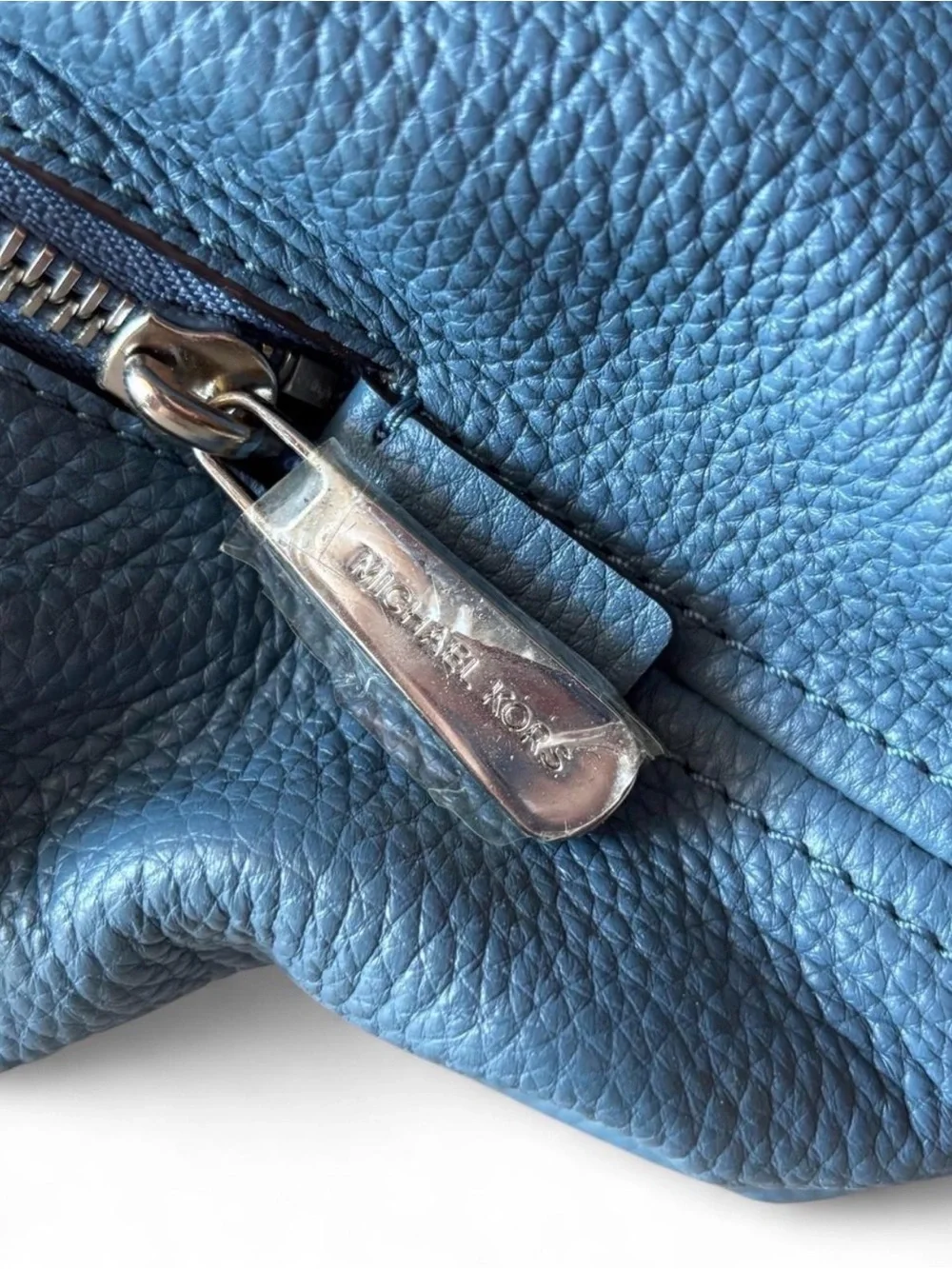 Michael Kors Pebbled Leather Shoulder Bag in Slate Blue-Gray